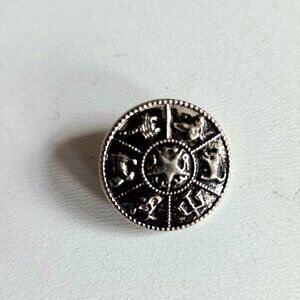 Zodiac signs vintage metal button.